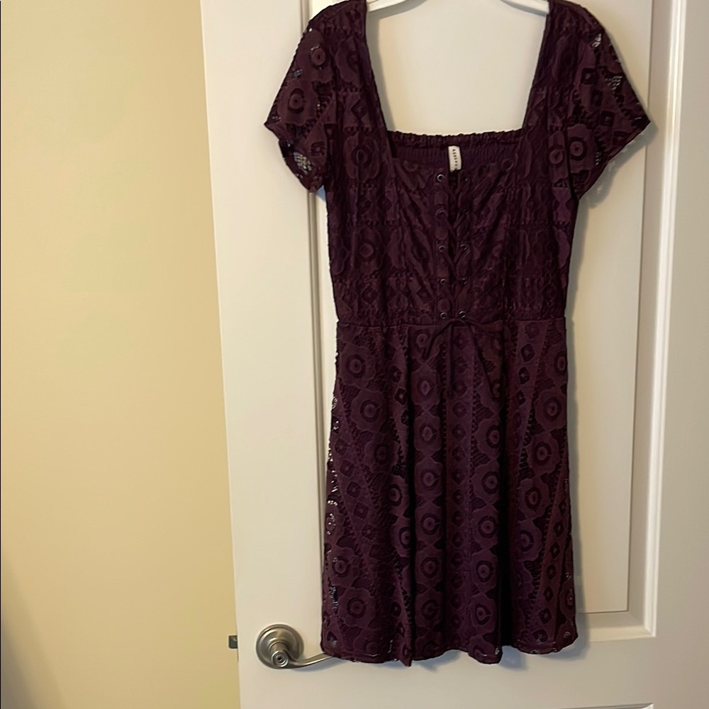 Aeropostale Purple Mini Dress with Square Neck and Flutter Sleeves